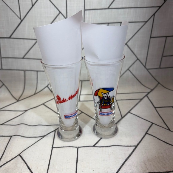 bud light Other - Bud Light Spuds MacKenzie Shot Glasses 6in Clear 1987 Vintage Pilsner Set of 2